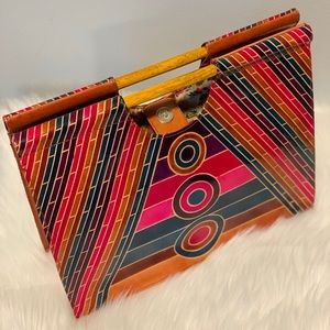 Leather multi-colored handbag